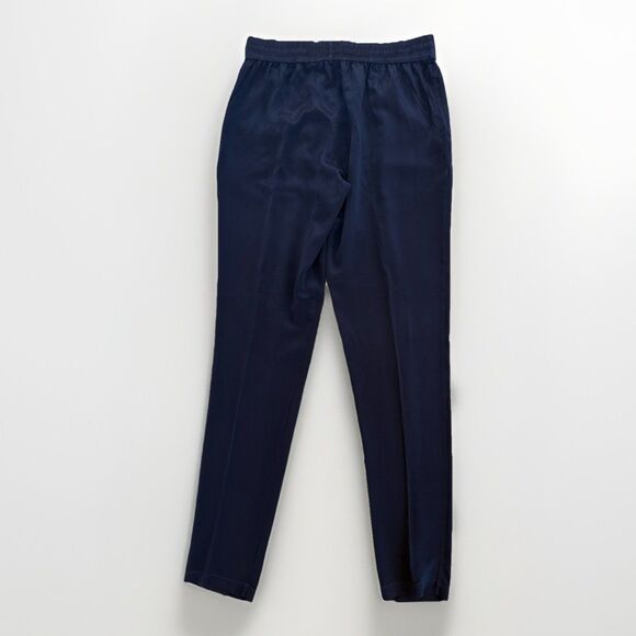 Gypsy 05 Global Village Silk Pants S Pull-On Drawstring 100% Navy Pockets Luxury - Picture 3 of 8